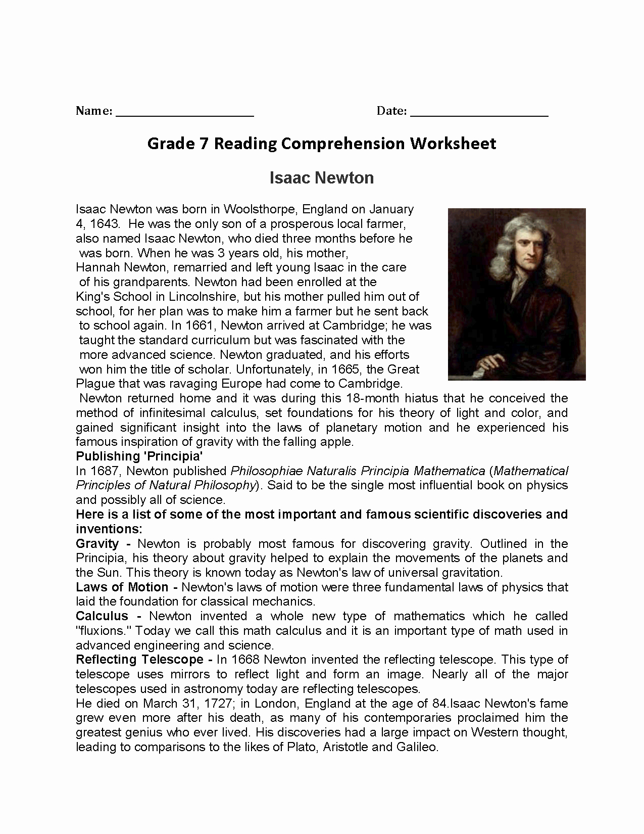 Free 7th Grade Reading Worksheets Awesome Reading Worksheets