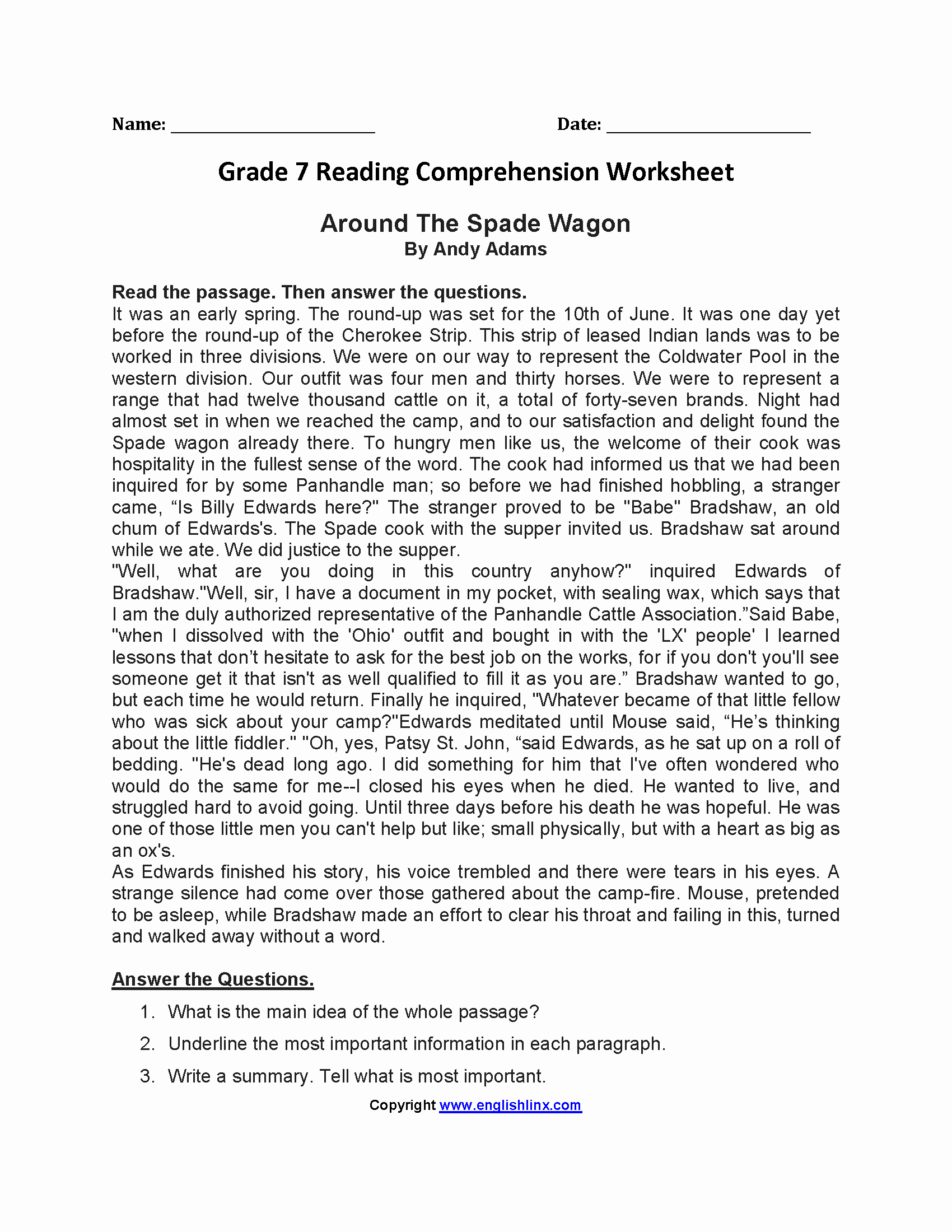 Free 7th Grade Reading Worksheets Unique Reading Worksheets