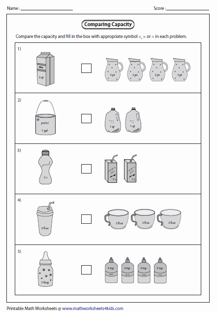 Free Capacity Worksheets Awesome Capacity Worksheets