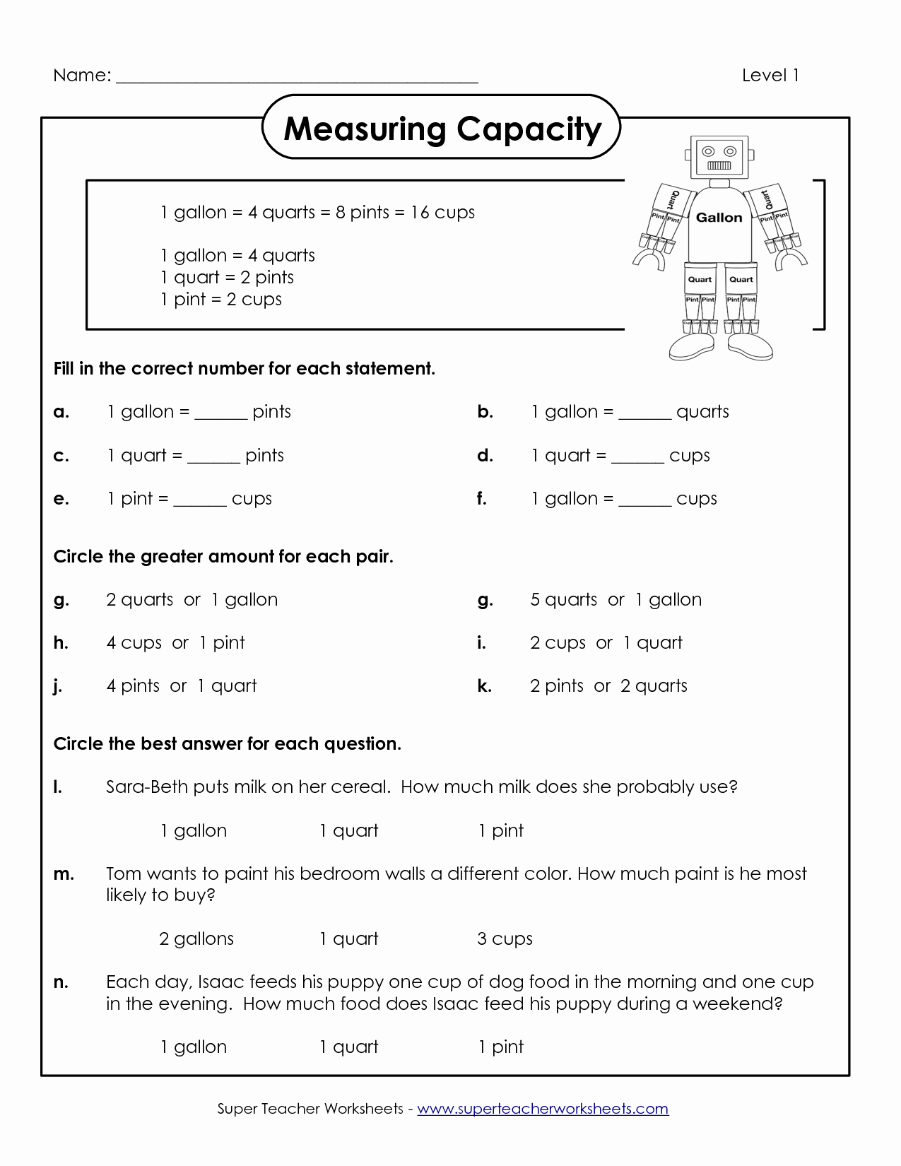 Free Capacity Worksheets New Estimating Capacity Worksheet