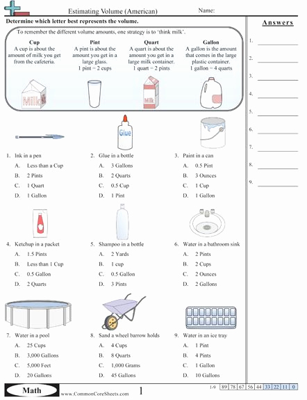 Free Capacity Worksheets Unique Free Capacity Worksheets 30 Printables with Answer Keys