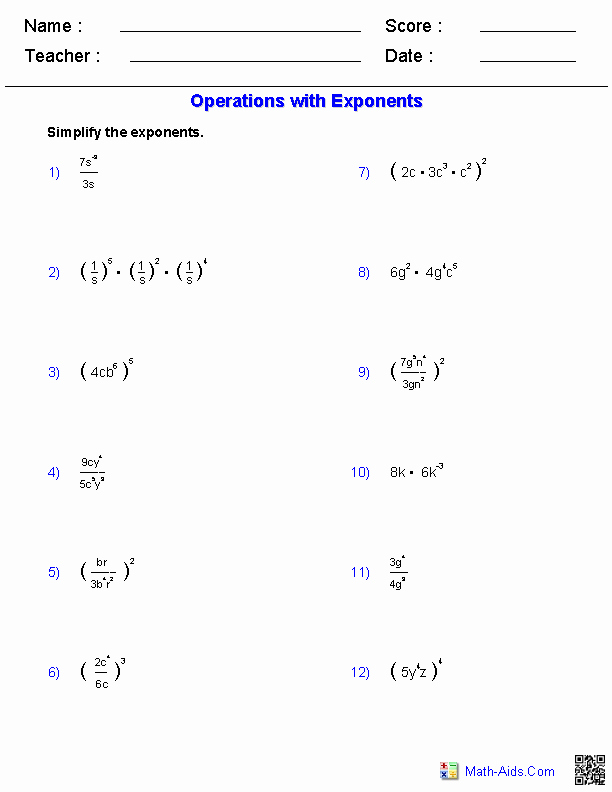 Free Exponent Worksheets Elegant 11 Best Of Powers and Exponents Worksheet Math