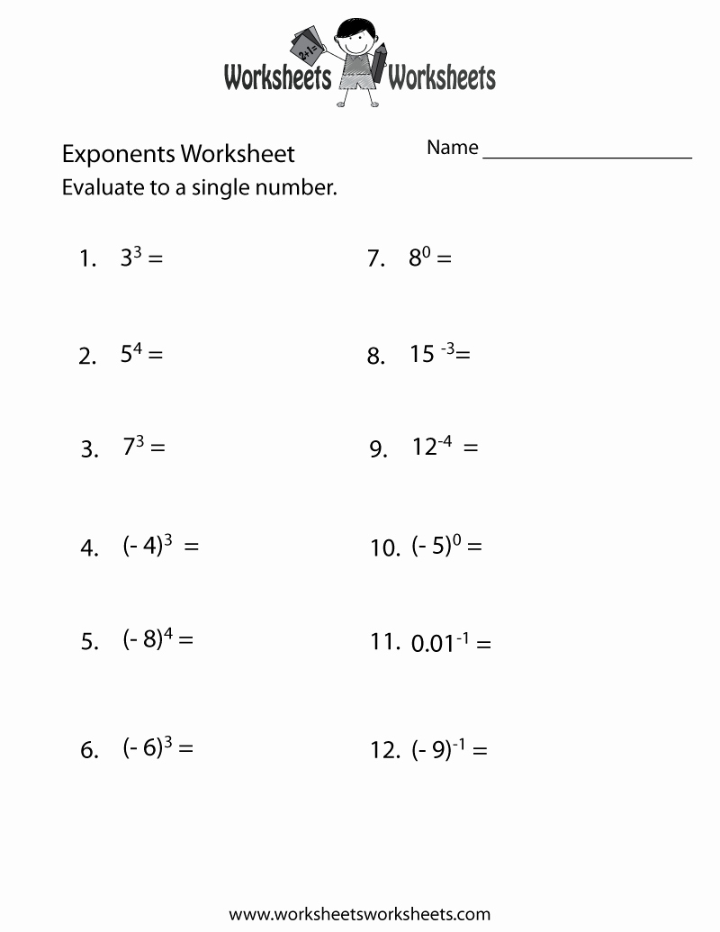 Free Exponent Worksheets Fresh Exponents Practice Worksheet Free Printable Educational