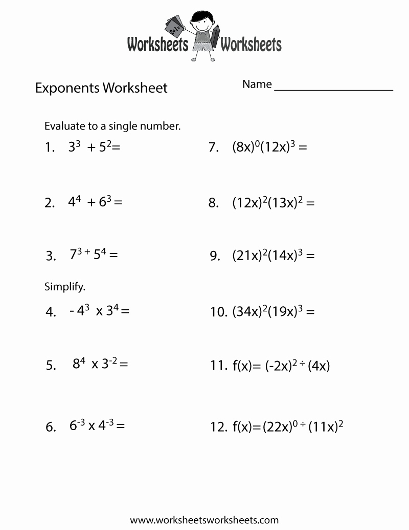 Free Exponent Worksheets Lovely Exponents Review Worksheet Free Printable Educational