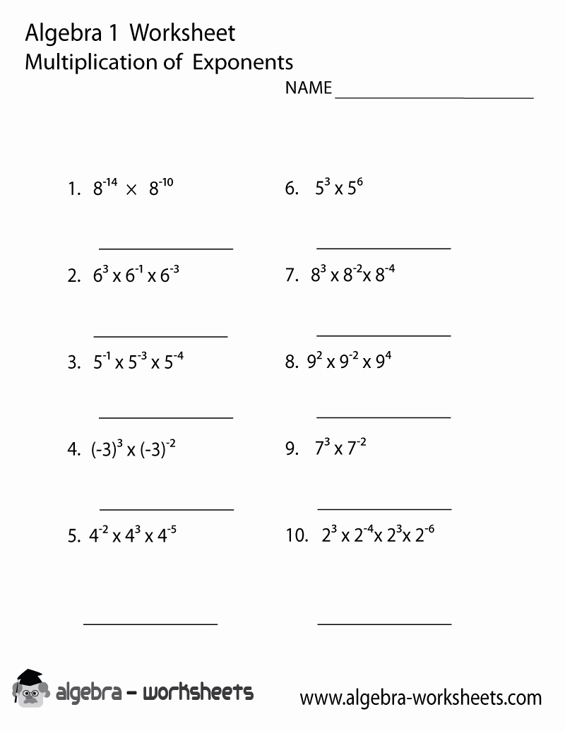 Free Exponent Worksheets Lovely Print the Free Multiplication Exponents Algebra 1