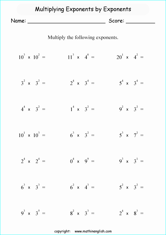 Free Exponent Worksheets New Printable Primary Math Worksheet for Math Grades 1 to 6
