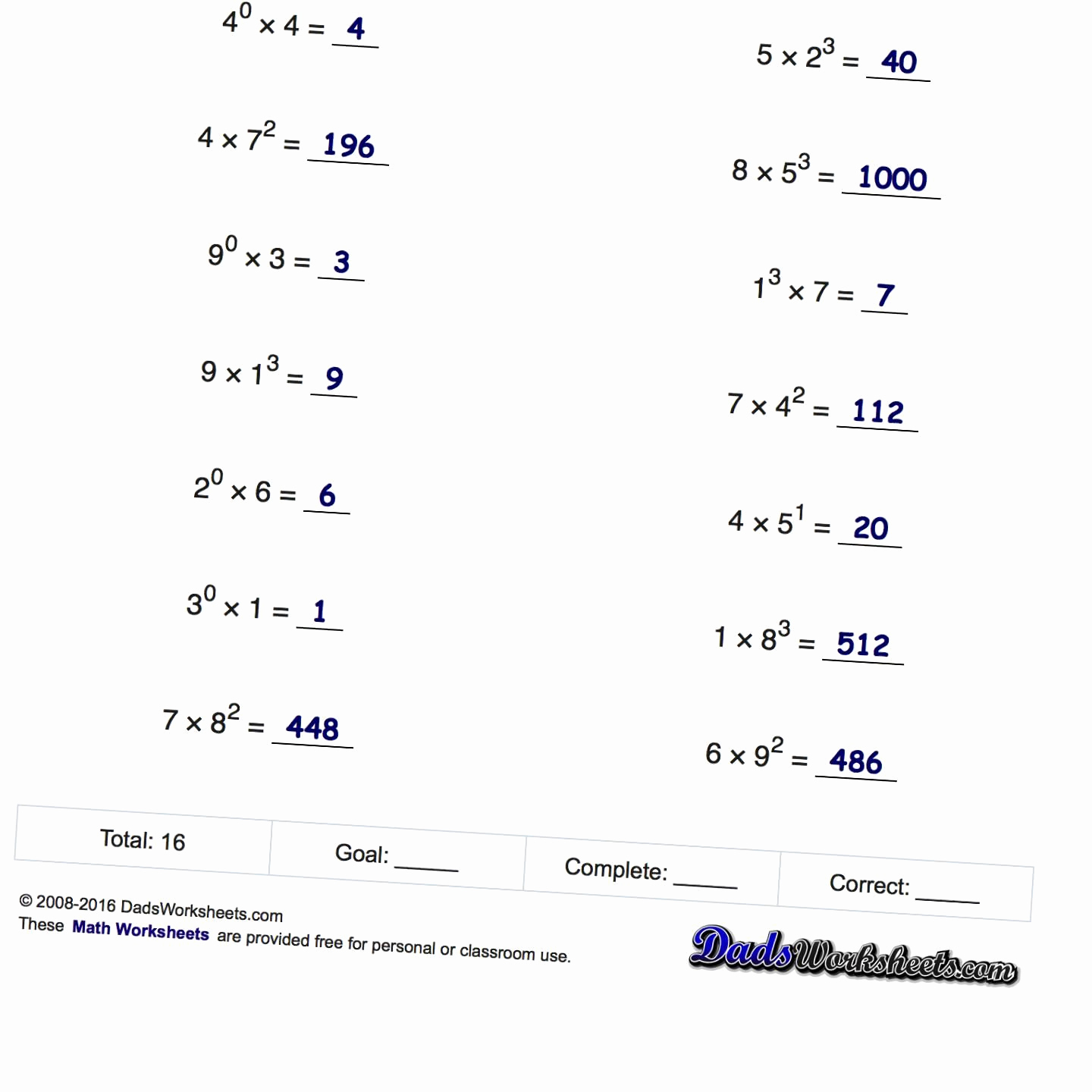 Free Exponent Worksheets Unique Free Printable Exponent Worksheets