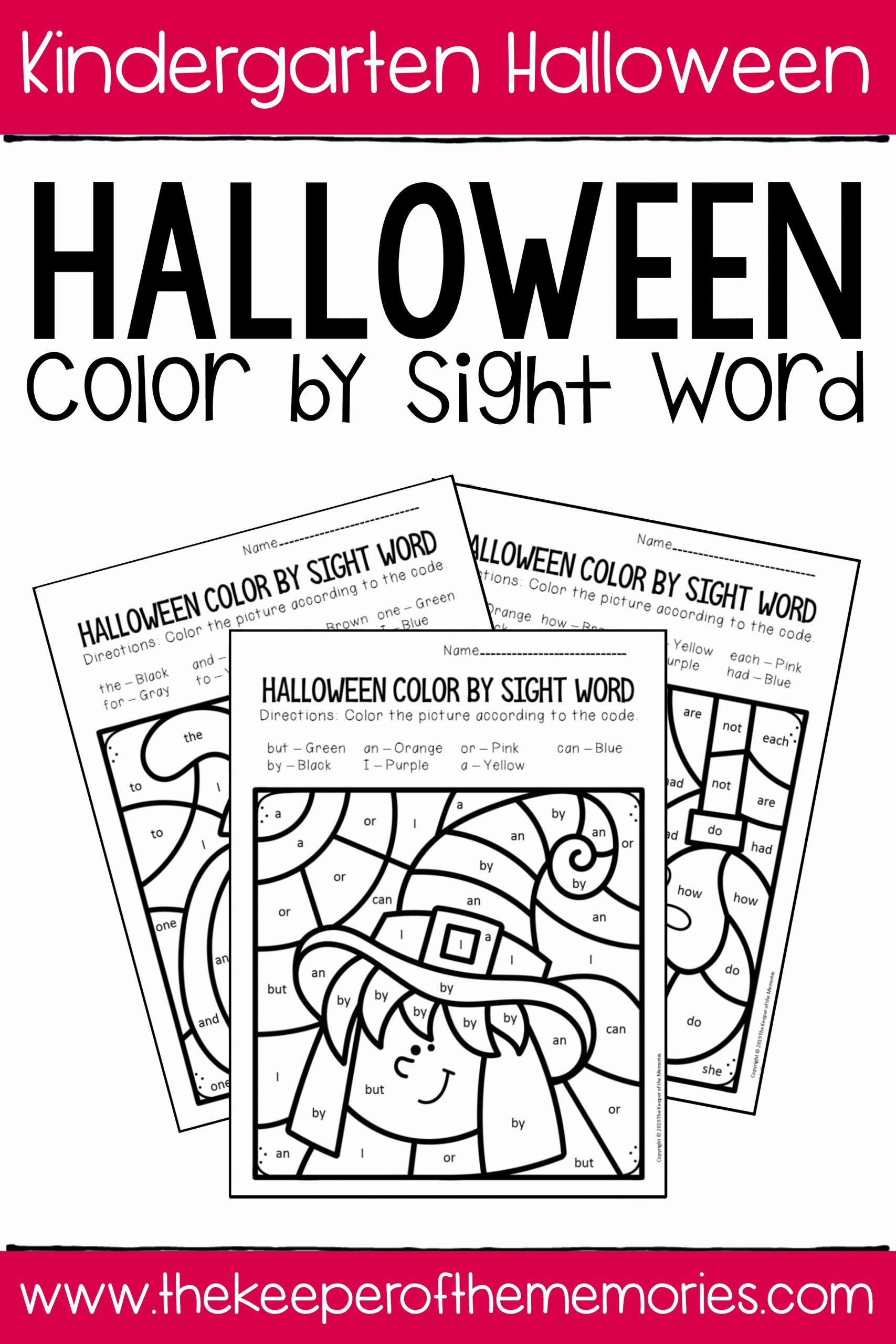 Free Kindergarten Halloween Worksheets Printable Luxury Color by Sight Word Halloween Kindergarten Worksheets