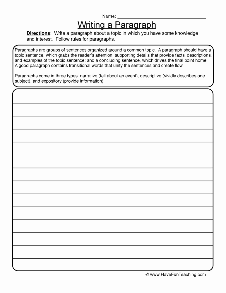 Free Paragraph Writing Worksheets Elegant Writing Paragraphs Worksheet