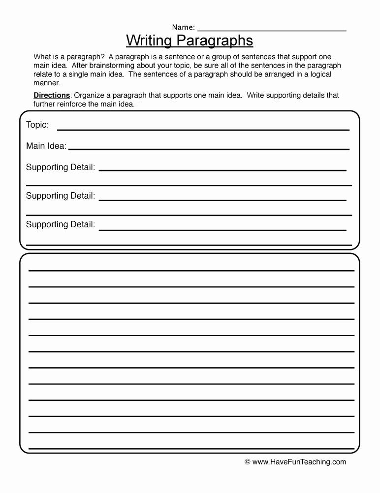 Free Paragraph Writing Worksheets Inspirational Writing Prompts Have Fun Teaching