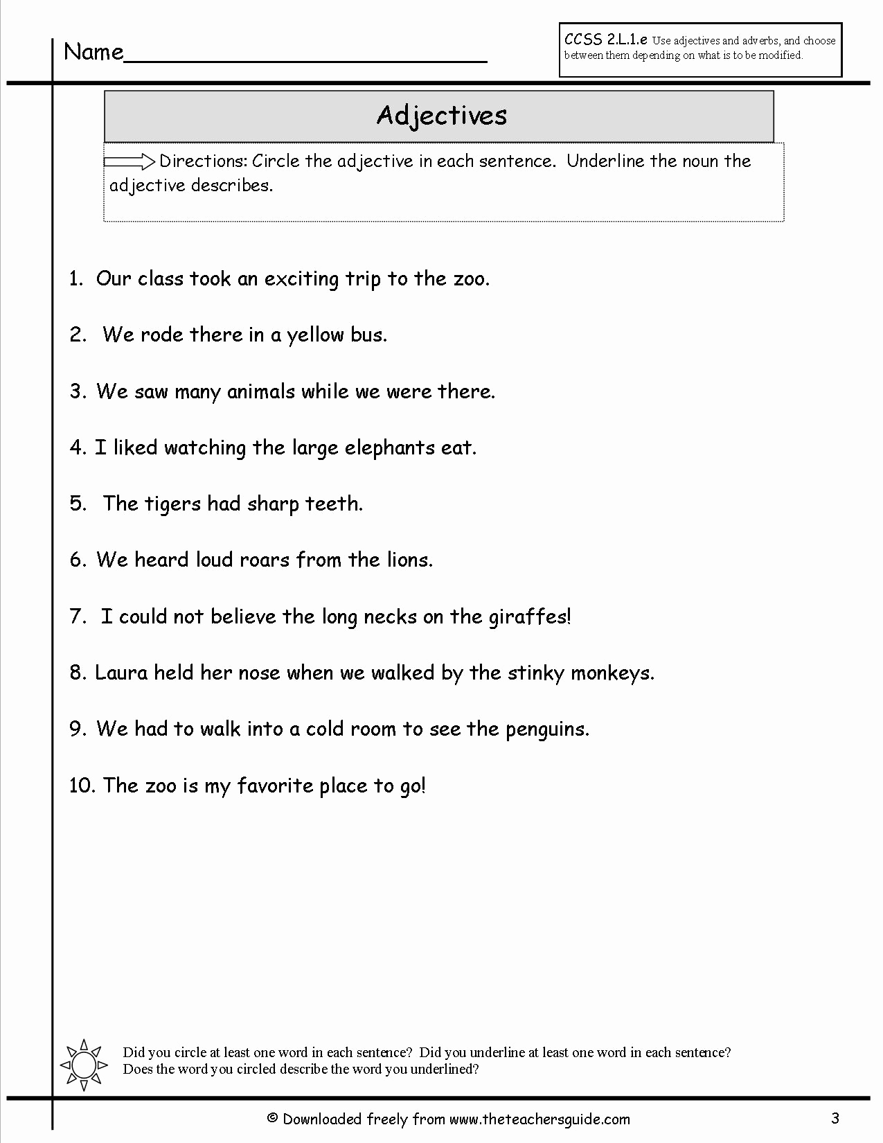 Free Printable Adjective Worksheets Inspirational 16 Best Of Printable Adjective Worksheets 4th Grade