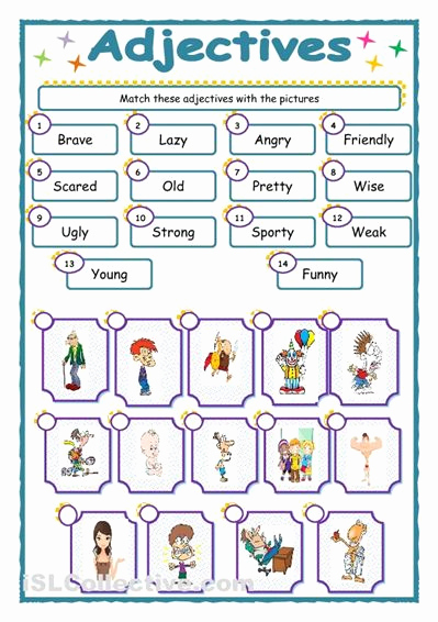 Free Printable Adjective Worksheets Unique Free Printable Adjective Worksheets Kindergarten