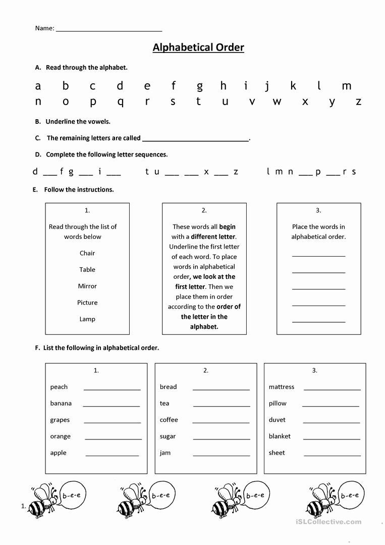 Free Printable Alphabetical order Worksheets Best Of Alphabetical order Worksheet Free Esl Printable