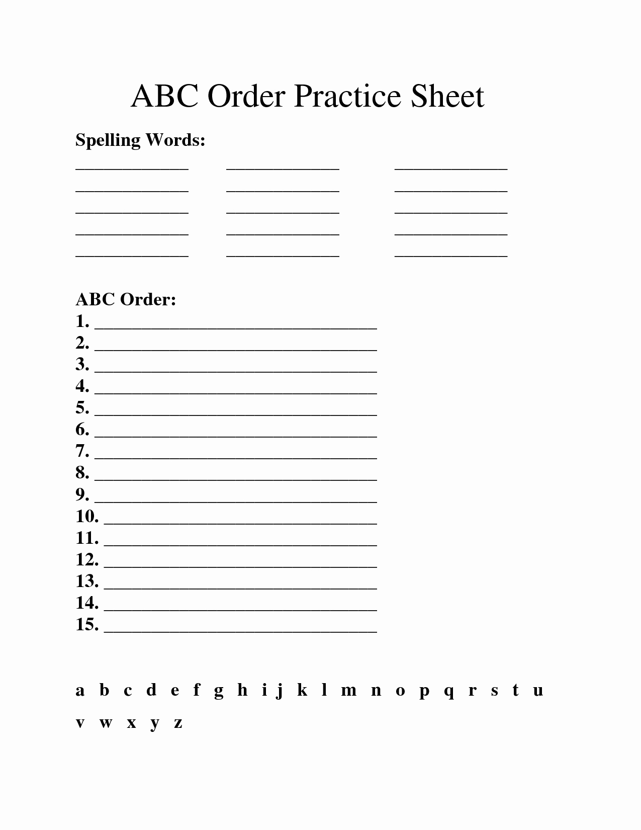 Printable Abc Order For Kids
