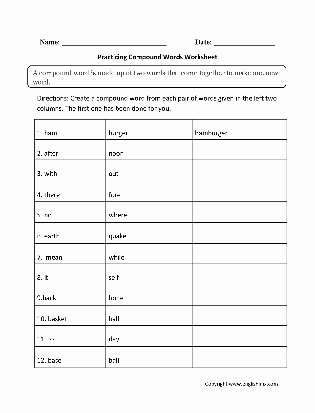Free Printable Compound Word Worksheets Awesome Practicing Pound Words Worksheets with Images
