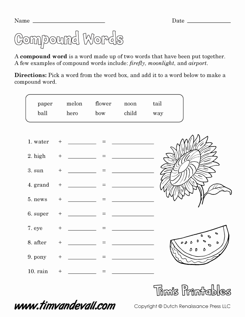 Free Printable Compound Word Worksheets Inspirational Pound Words Tim S Printables