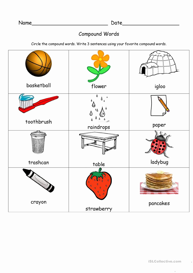 Free Printable Compound Word Worksheets New Pound Words Worksheet Free Esl Printable Worksheets