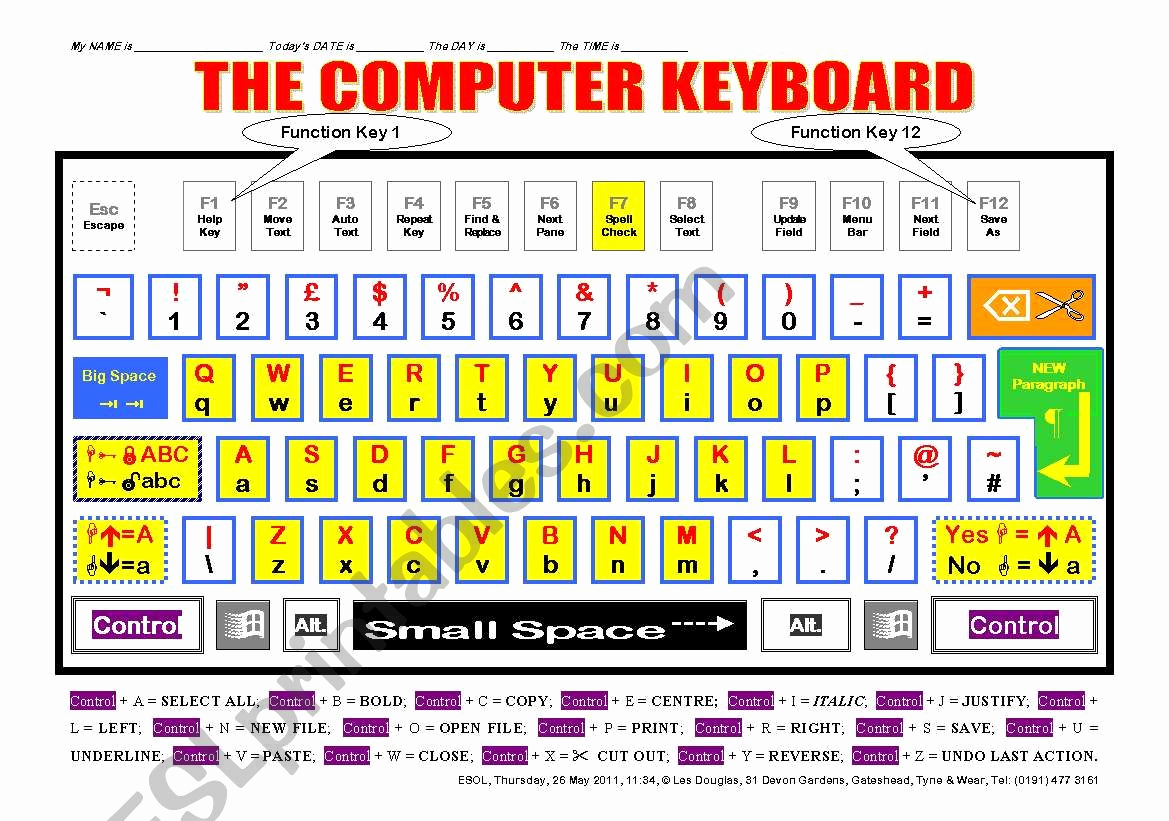 Free Printable Computer Keyboarding Worksheets Awesome Puter 001 Learn the Puter Keyboard Esl Worksheet by