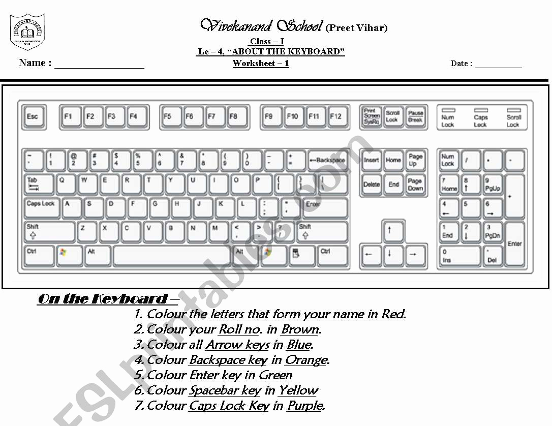 Free Printable Computer Keyboarding Worksheets Lovely Puter Keyboard Esl Worksheet by Mohita