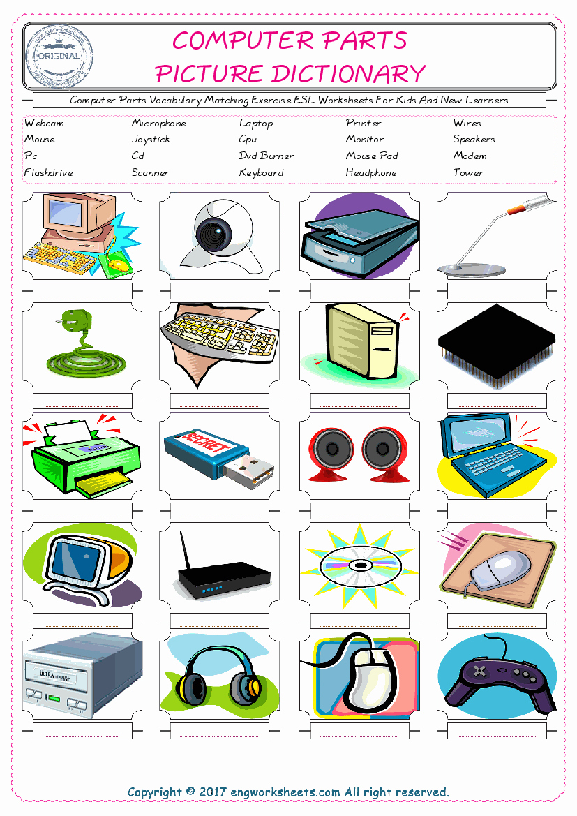 Free Printable Computer Worksheets Elegant Free Esl Printable Puter Parts English Worksheets and