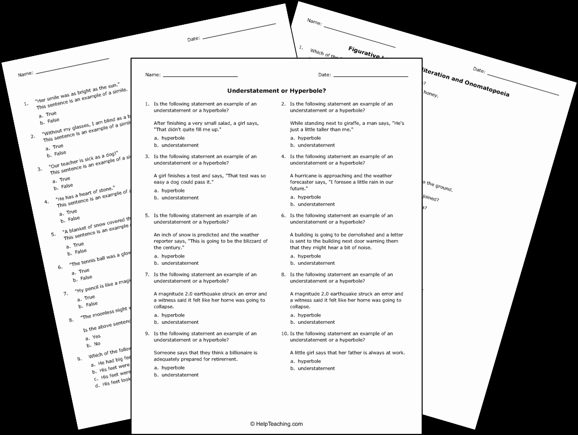 Free Printable Figurative Language Worksheets Lovely Free Printable Figurative Language Tests and Worksheets