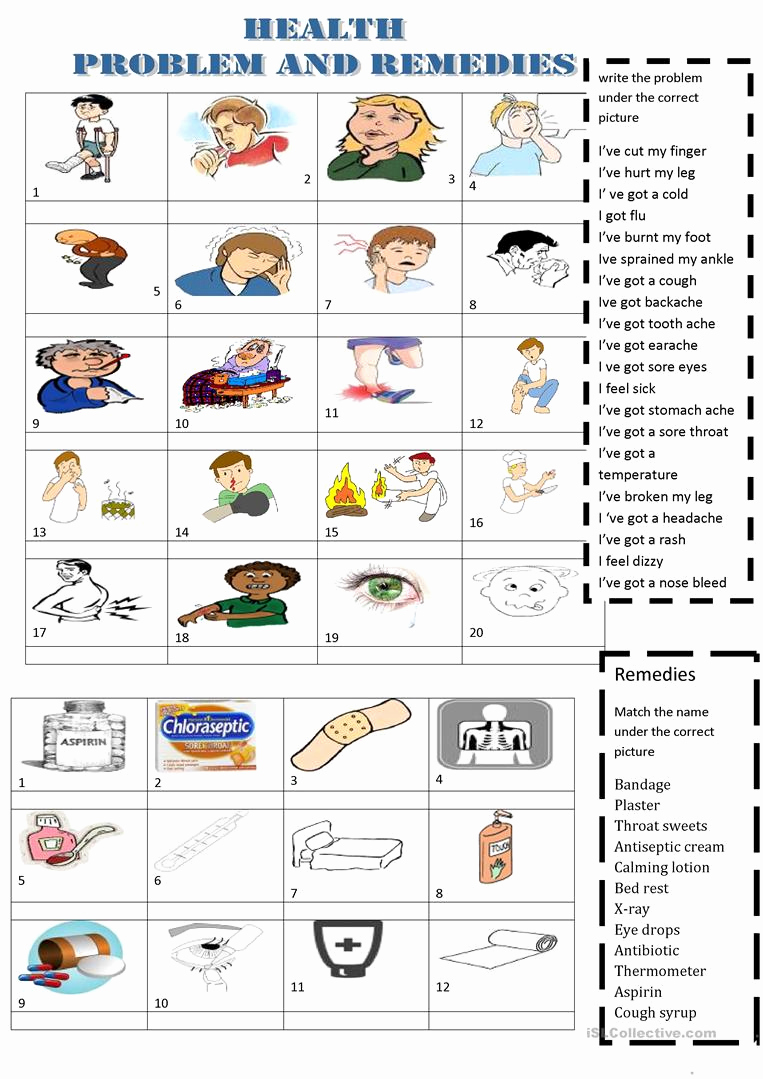 Free Printable Health Worksheets Lovely Health Problems and Reme S Worksheet Free Esl
