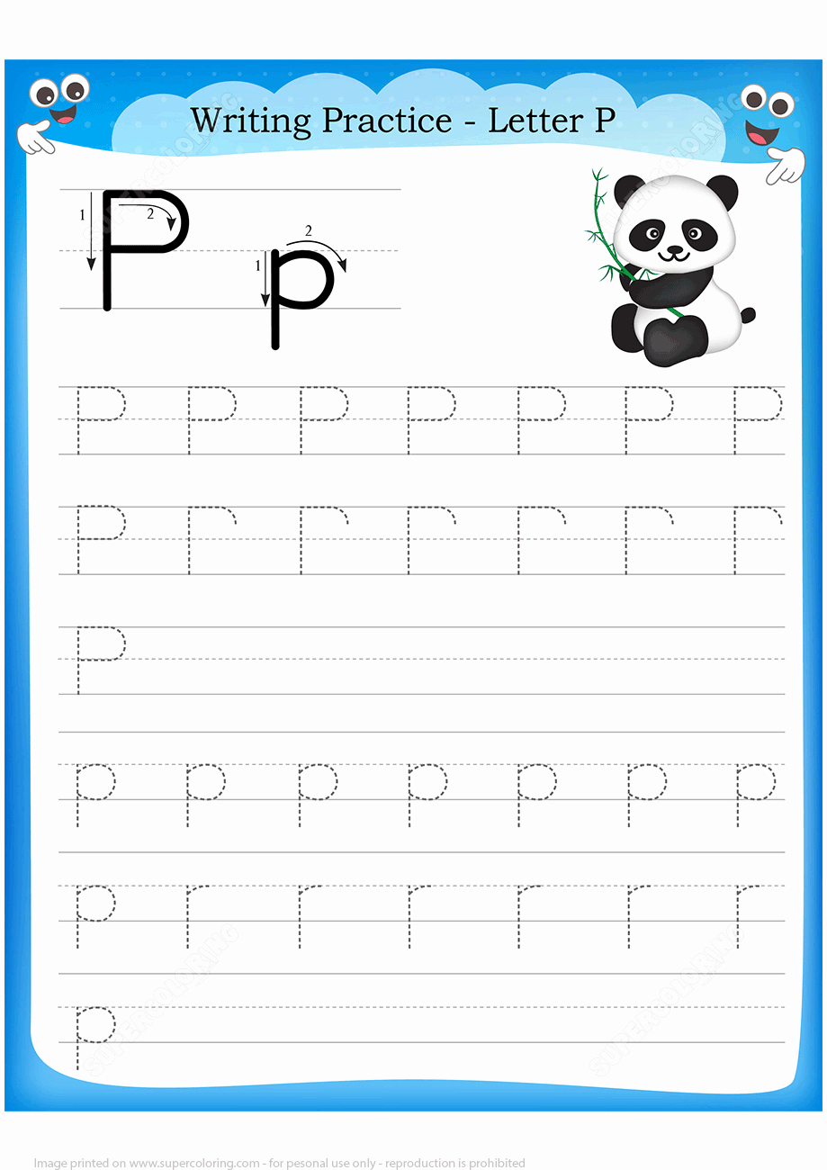 Free Printable Letter P Worksheets Fresh Letter P is for Panda Handwriting Practice Worksheet