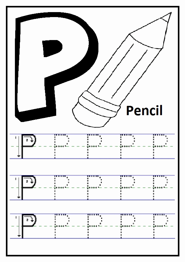 Free Printable Letter P Worksheets Fresh Trace the Uppercase Letter P is for Pencil Printables