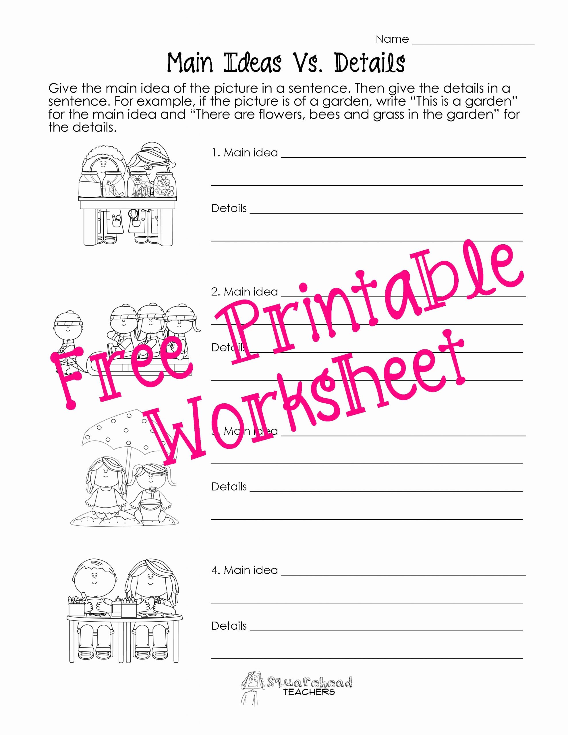 Free Printable Main Idea Worksheets New Free Printable Main Idea and Details Worksheets – Learning