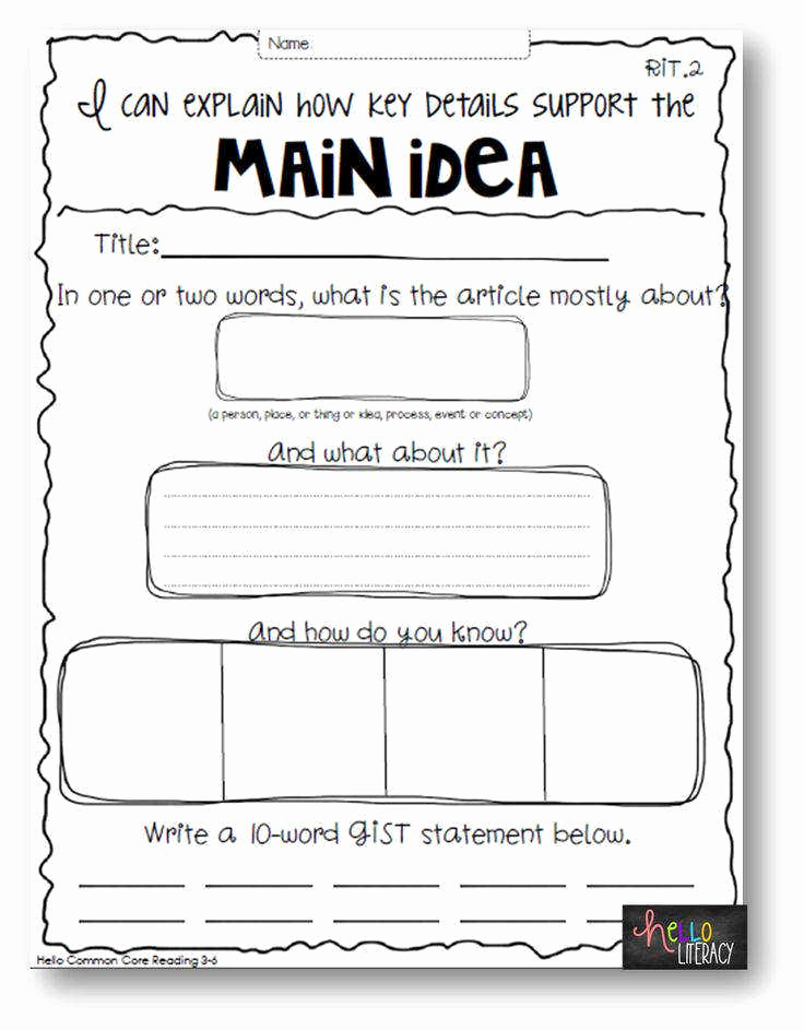 Free Printable Main Idea Worksheets New Main Idea Worksheets