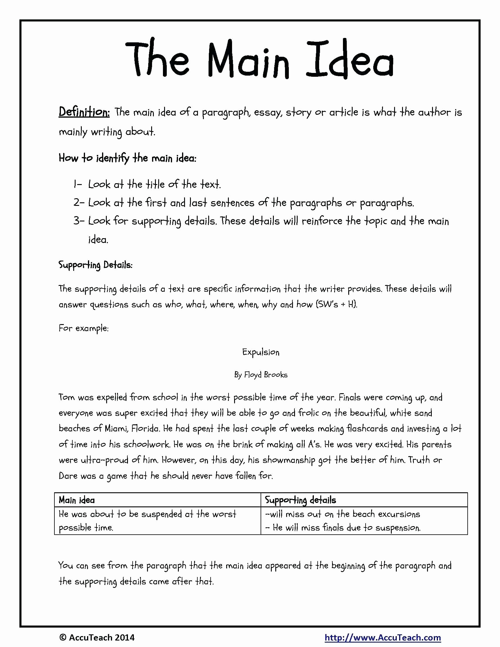 Free Printable Main Idea Worksheets Unique 10 Cute Main Idea Worksheets Third Grade 2021