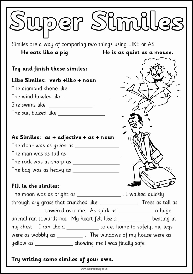 Free Printable Simile Worksheets Best Of Figurative Language Similes Lessons Tes Teach