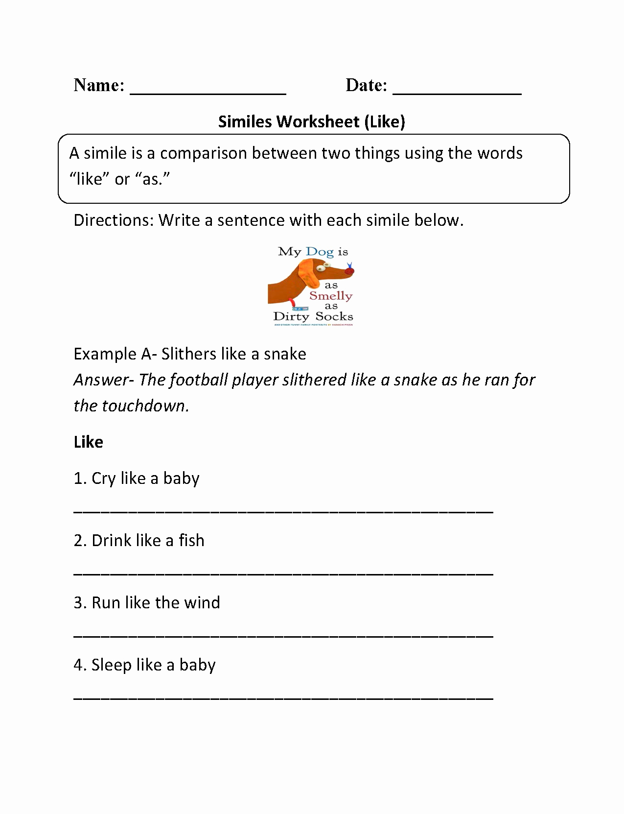Free Printable Simile Worksheets Best Of Like Similes Worksheet