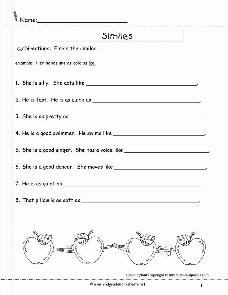 Free Printable Simile Worksheets Lovely 8th Grade Poetry Worksheet Similes Worksheets Grade 6 In
