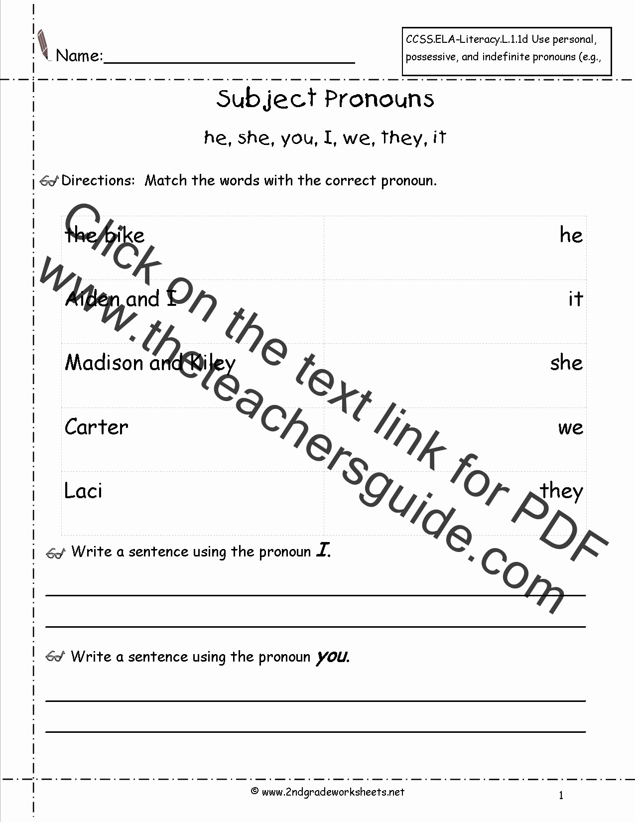 Free Pronoun Worksheets Awesome Pronouns Nouns Worksheets From the Teacher S Guide