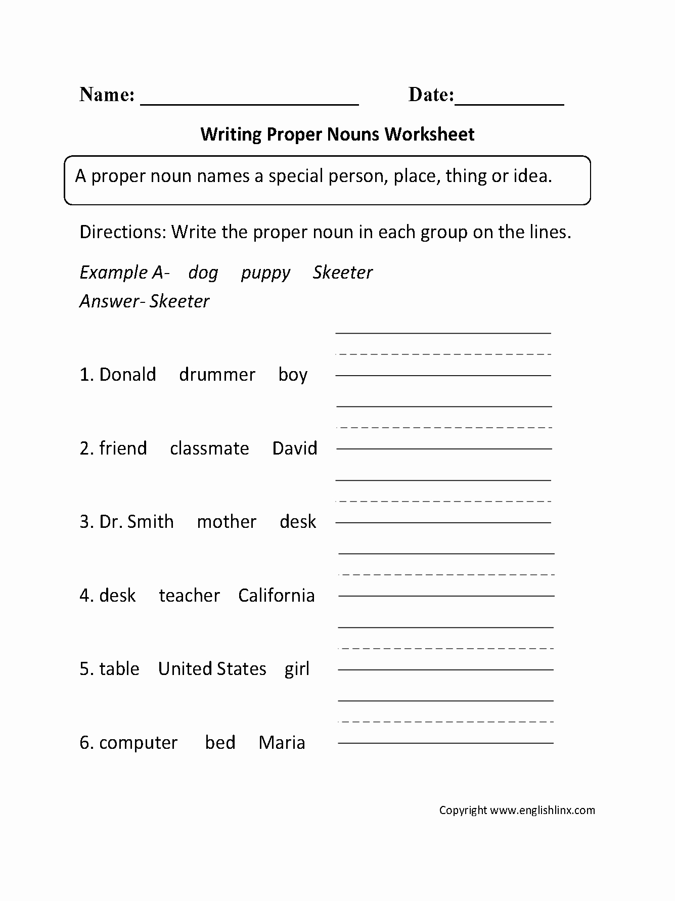 Practice 30 Simply Free Proper Noun Worksheets Simple Template Design