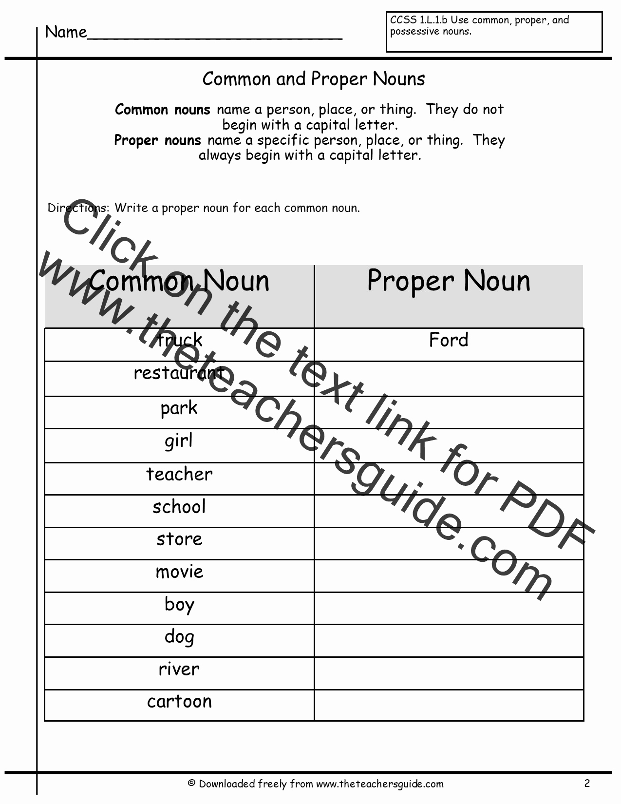Free Proper Noun Worksheets Elegant Mon and Proper Nouns Worksheets From the Teacher S Guide