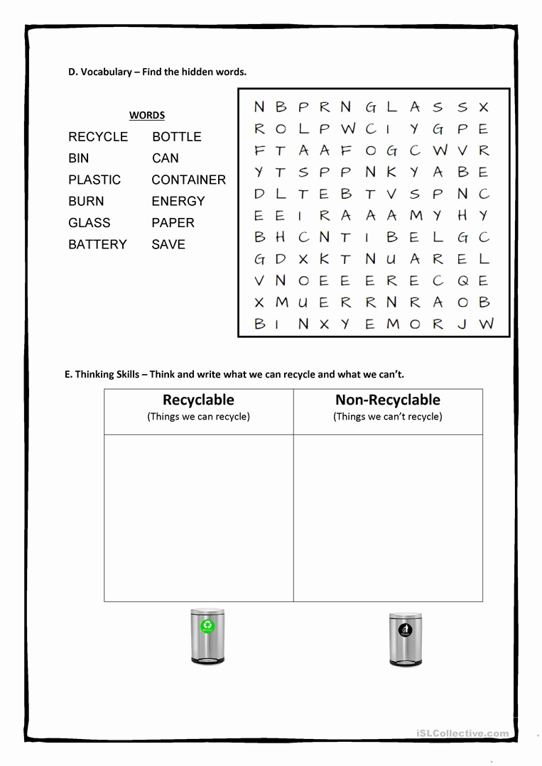 Free Recycling Worksheets New Recycling Reusing 4 Pages Full Worksheet Worksheet