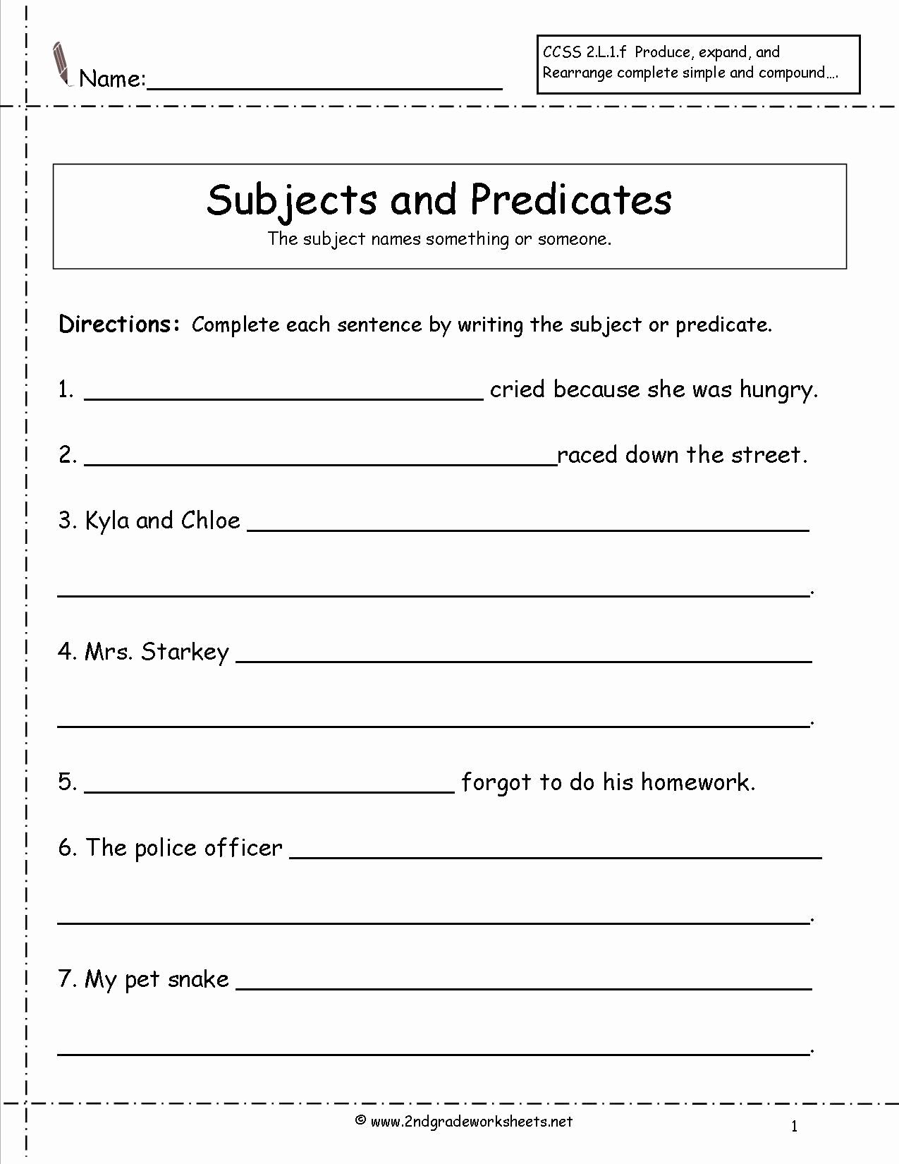 Free Subject and Predicate Worksheets Awesome Free Printable Subject Predicate Worksheets 2nd Grade