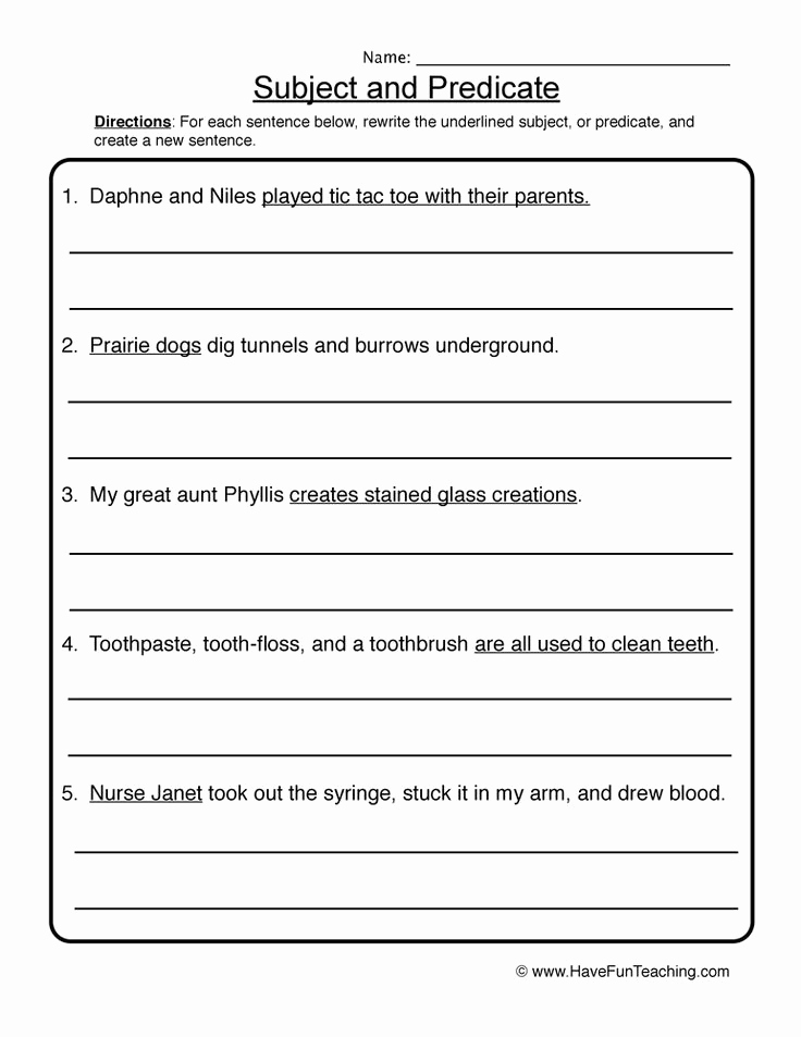 Free Subject and Predicate Worksheets Awesome Rewriting Subject Predicate Sentences Worksheet