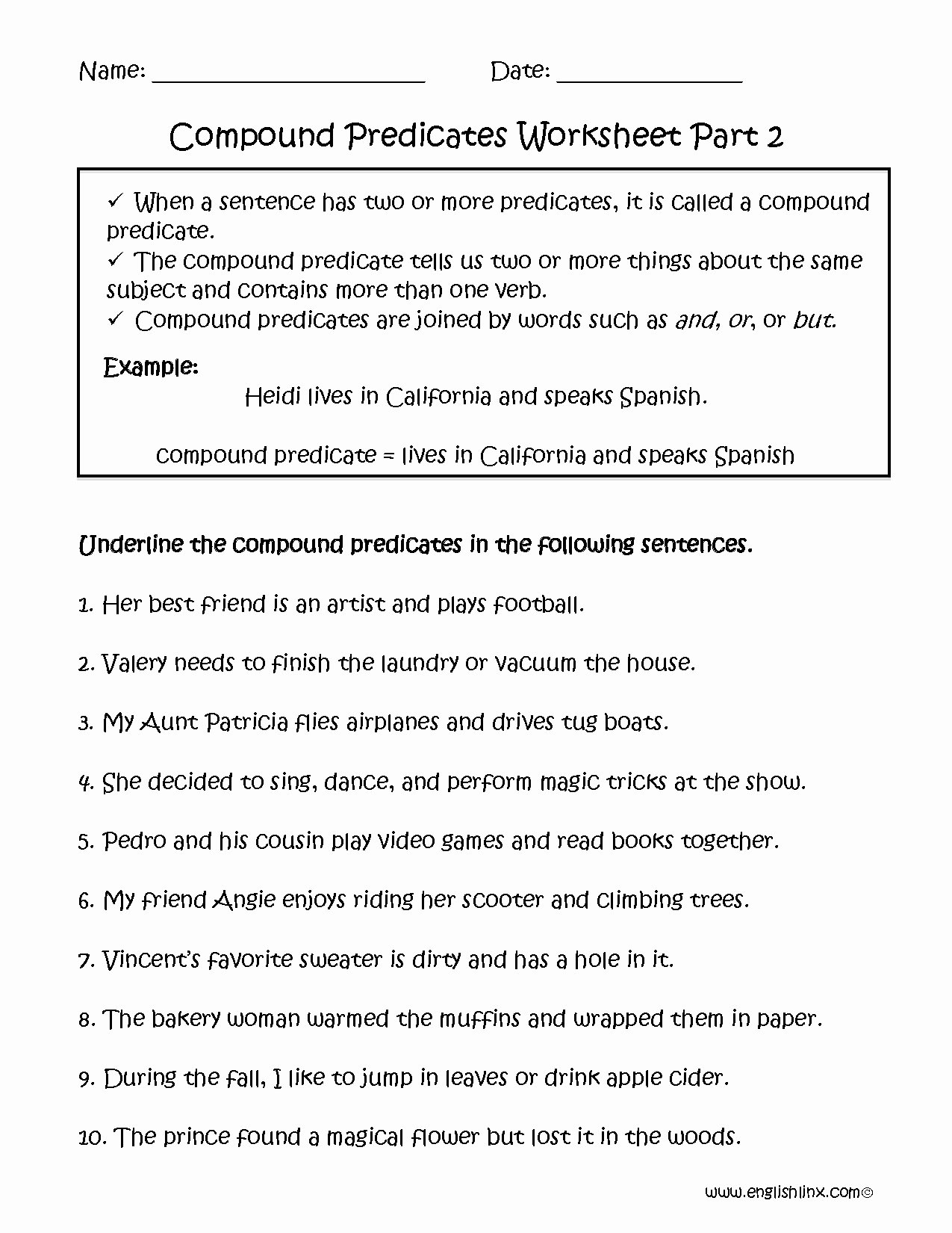 Free Subject and Predicate Worksheets Lovely Pound Predicate Worksheet Part 2