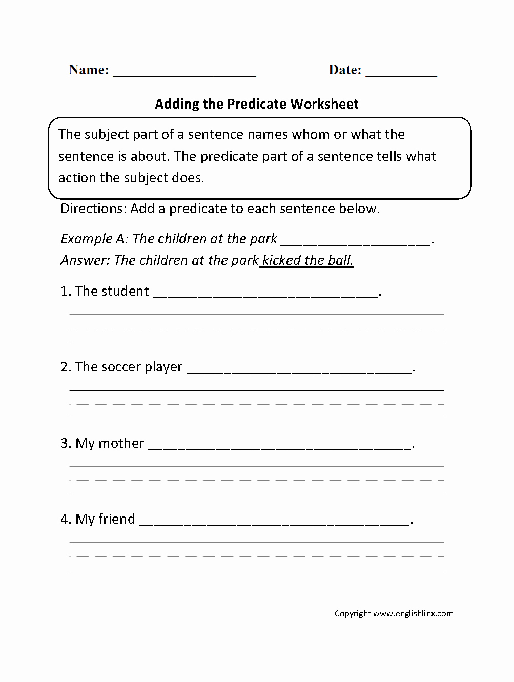 Free Subject and Predicate Worksheets Luxury Free Printable Subject Predicate Worksheets 2nd Grade