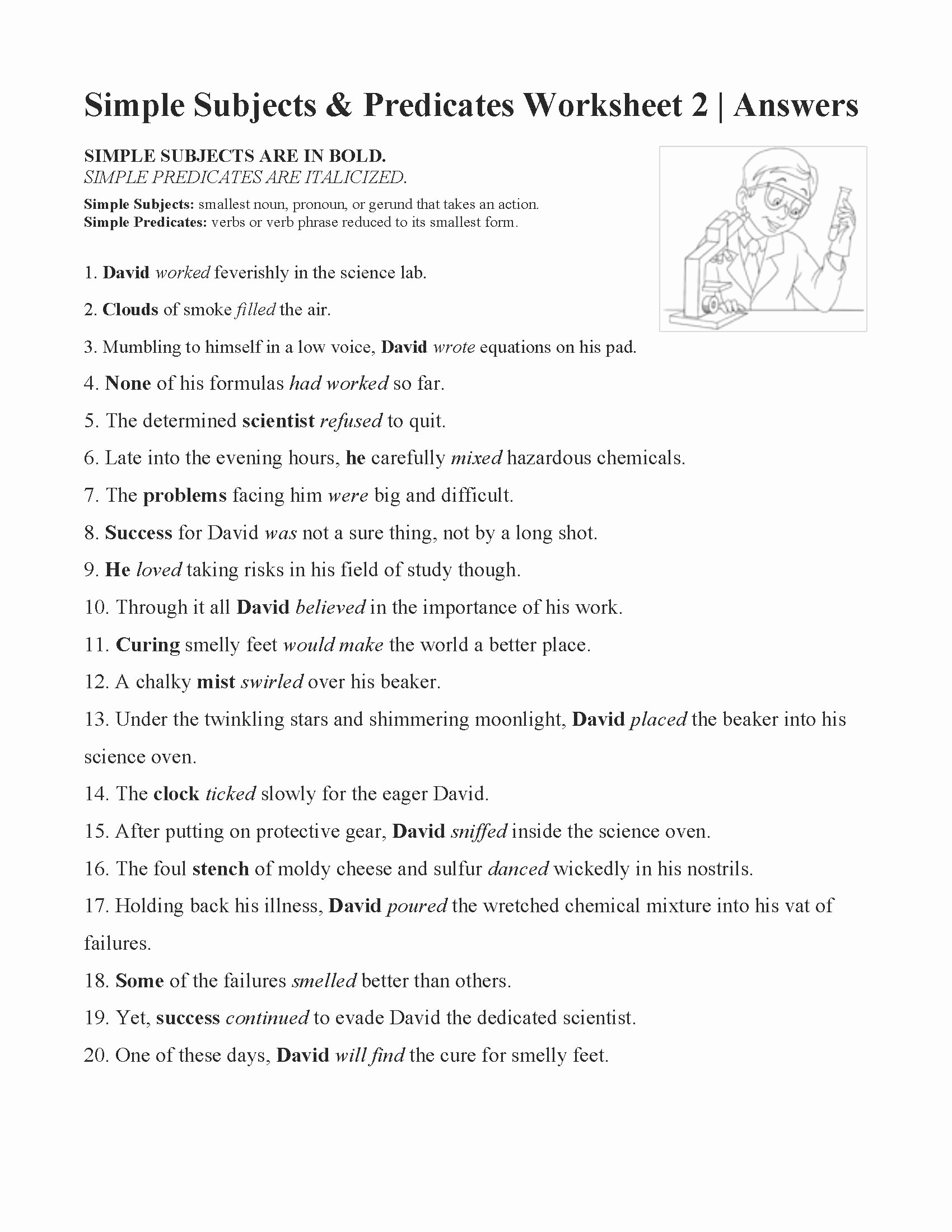 Free Subject and Predicate Worksheets Luxury Simple Subjects and Predicates Worksheet 2