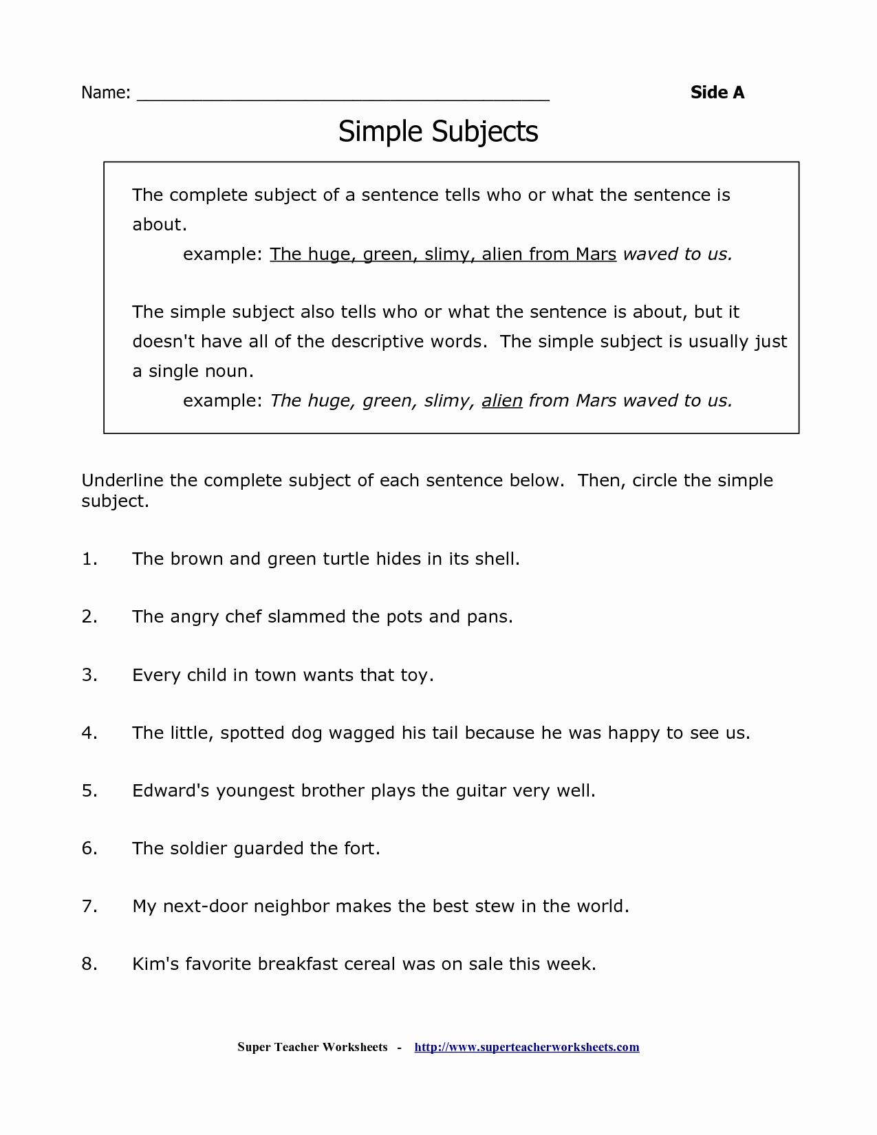 Free Subject and Predicate Worksheets Unique Simple Subject Driverlayer Search Engine
