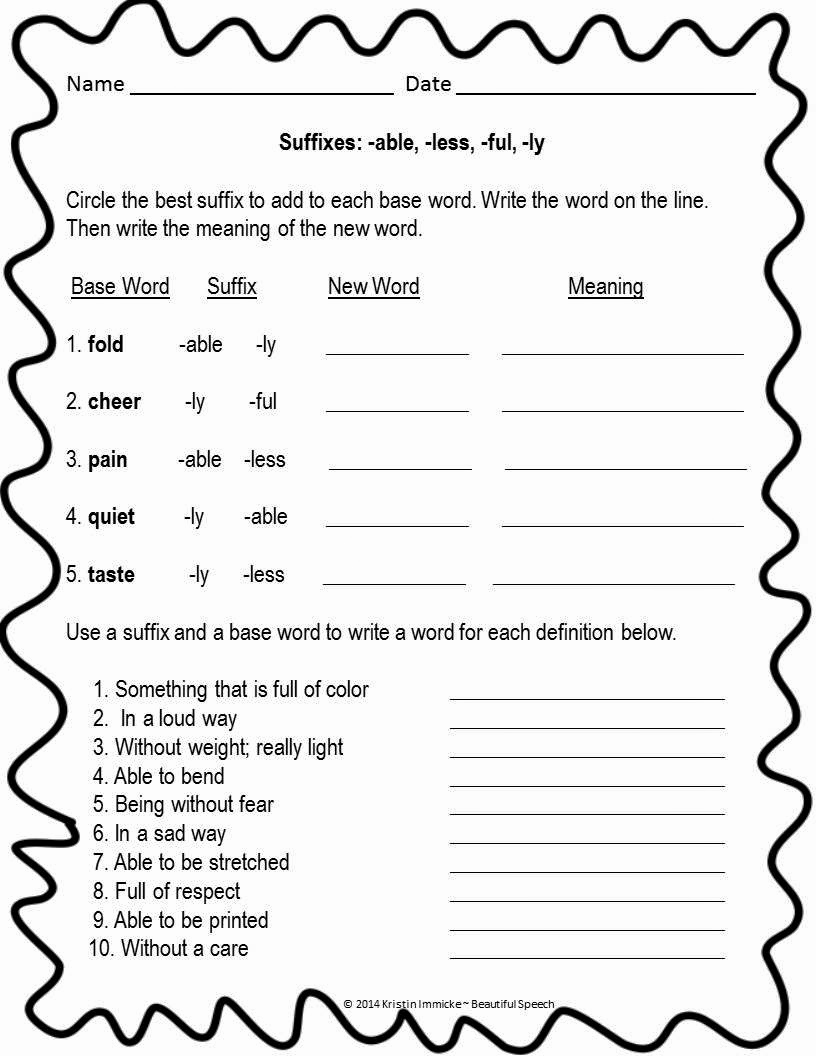 Free Suffix Worksheet Elegant Beautiful Speech November 2014