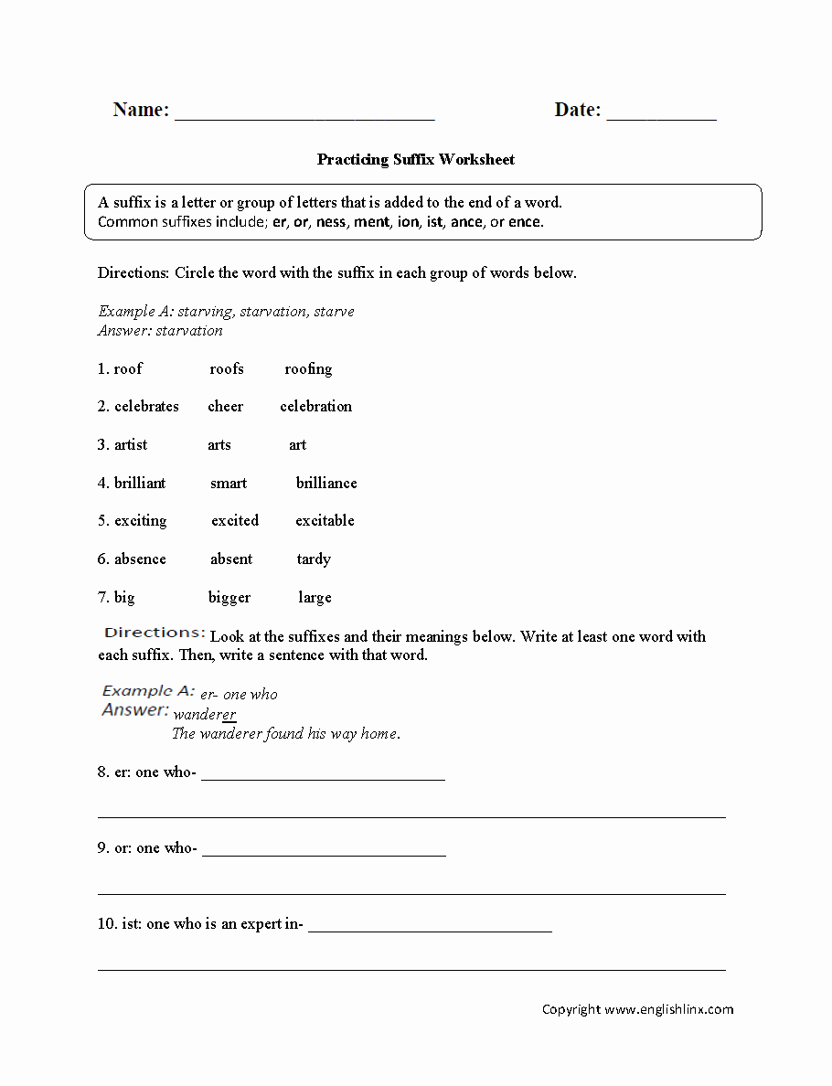 Free Suffix Worksheet Fresh 12 Best Of Suffixes and Root Words Worksheets