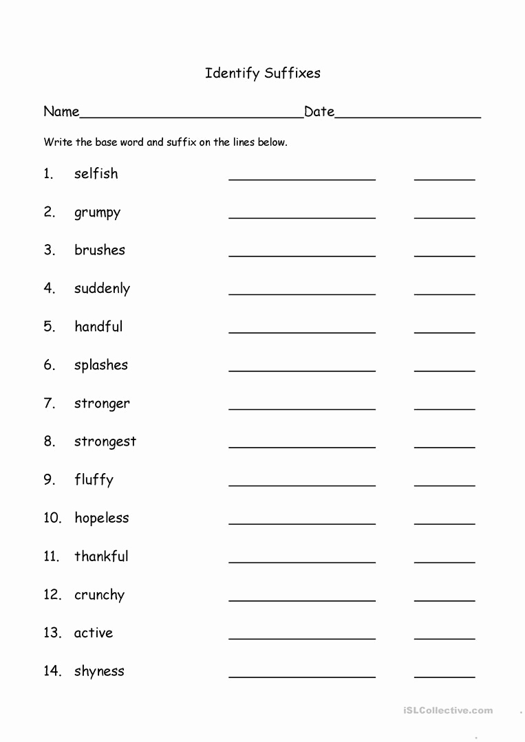 Free Suffix Worksheet Inspirational Identify Suffixes English Esl Worksheets for Distance