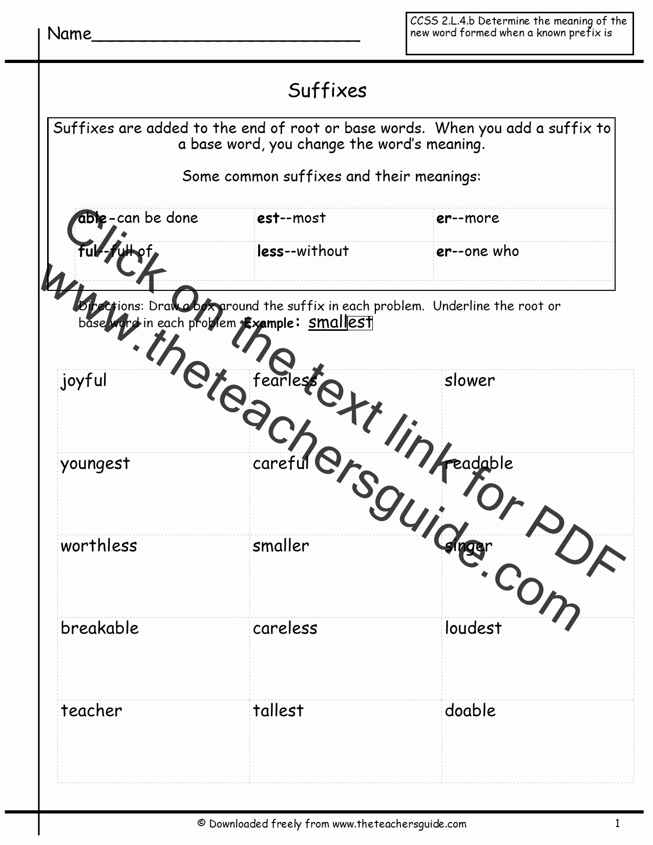 Free Suffix Worksheet Lovely Free Prefixes and Suffixes Worksheets From the Teacher S Guide