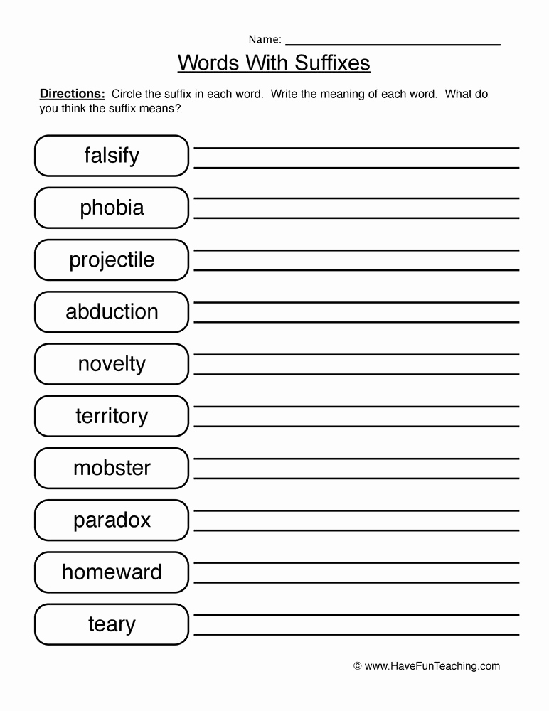 Free Suffix Worksheet Unique Suffix Worksheets
