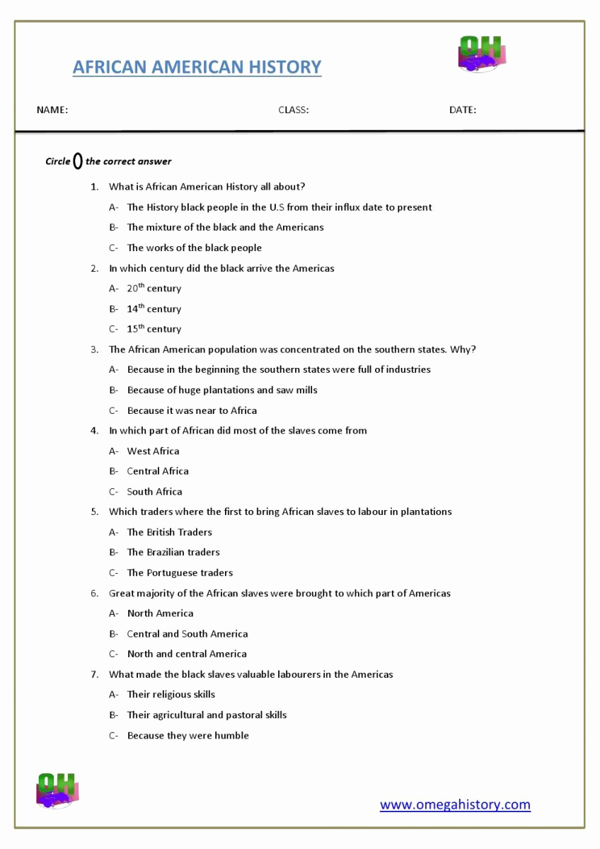 Free Us History Worksheets Awesome African American History Super Teachers Printable